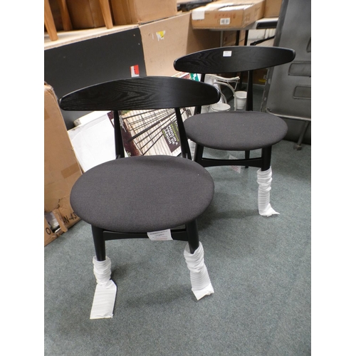 3165 - Pair of black oak effect dining chairs * This lot is subject to VAT