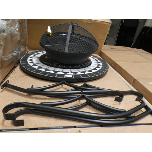 3168 - Black and white tiled fire pit * This lot is subject to VAT