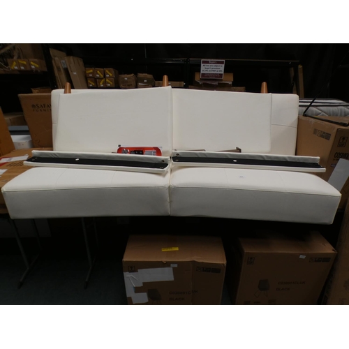 3178 - White leather effect three seater sofa * This lot is subject to VAT