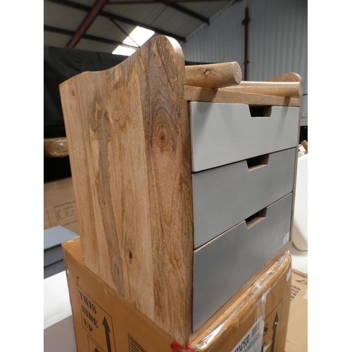 3180 - Nordic style three drawer bedside table * This lot is subject to VAT