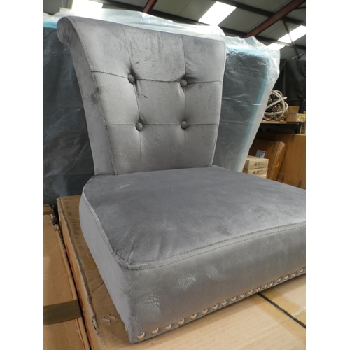 3190 - Two Dunlevy upholstered grey dining chairs * This lot is subject to VAT