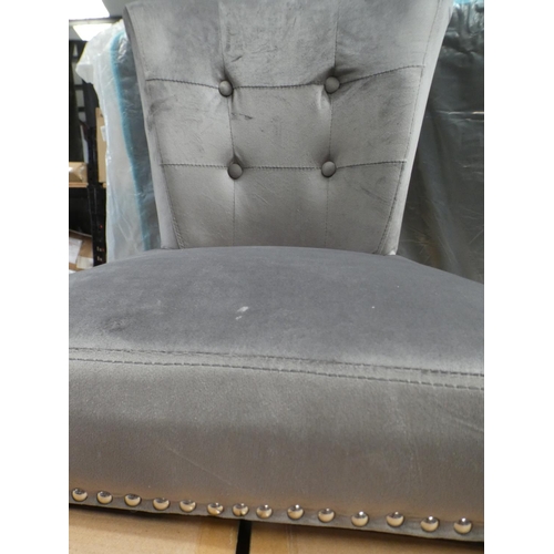 3190 - Two Dunlevy upholstered grey dining chairs * This lot is subject to VAT