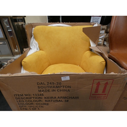 3199 - 'Keira' yellow upholstered armchair * This lot is subject to VAT