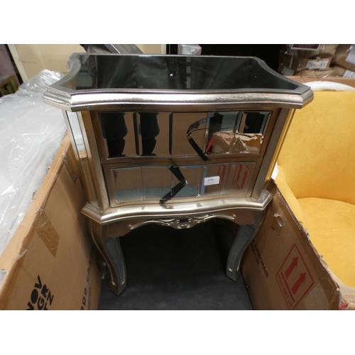 3200 - Mirrored 2 drawer night table/bedside table * This lot is subject to VAT