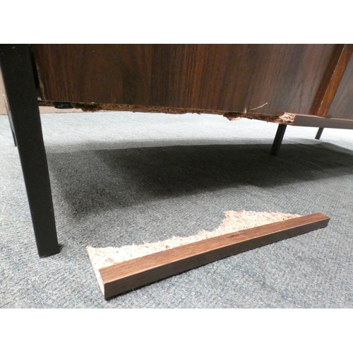 3202 - Two door, two drawer darkwood and black console table * This lot is subject to VAT