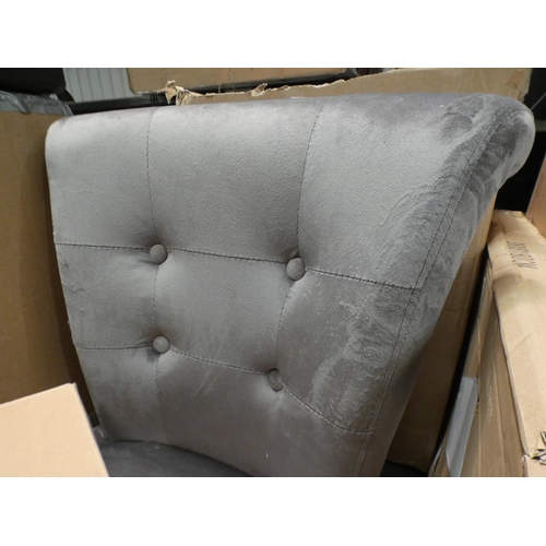 3206 - Grey velvet buttonback Camden dining chair * This lot is subject to VAT