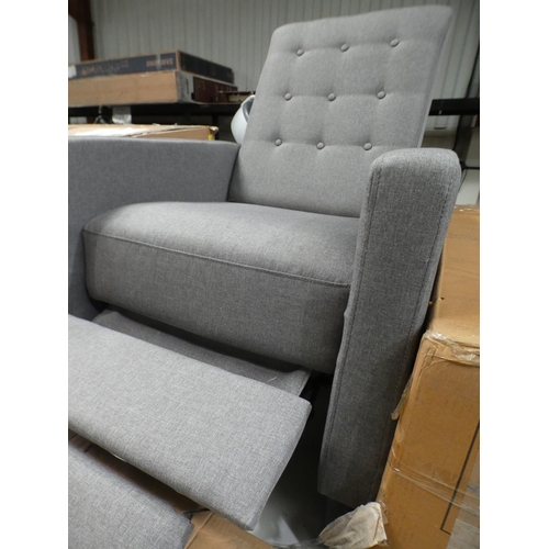 3212 - Grey fabric buttonback manual reclining armchair * This lot is subject to VAT