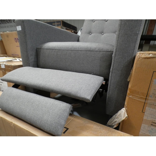 3212 - Grey fabric buttonback manual reclining armchair * This lot is subject to VAT