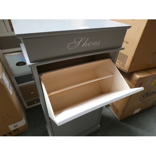 3228 - Two drawer grey painted shoe cabinet (98cm H x 50cm W x 28cm D) * This lot is subject to VAT