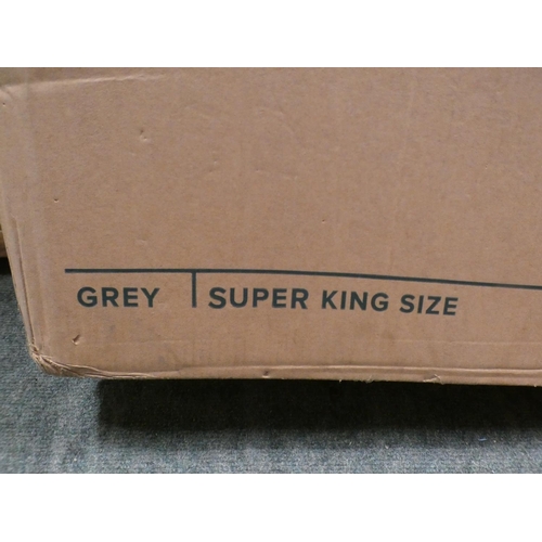 3234 - Grey upholstered diamond stitched superking platform bedframe * This lot is subject to VAT