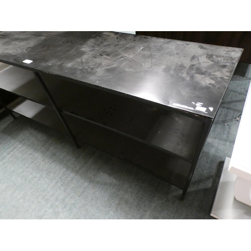 3284 - Black metal TV unit (55.5cm H x 140cm W x 45cm D) * This lot is subject to VAT