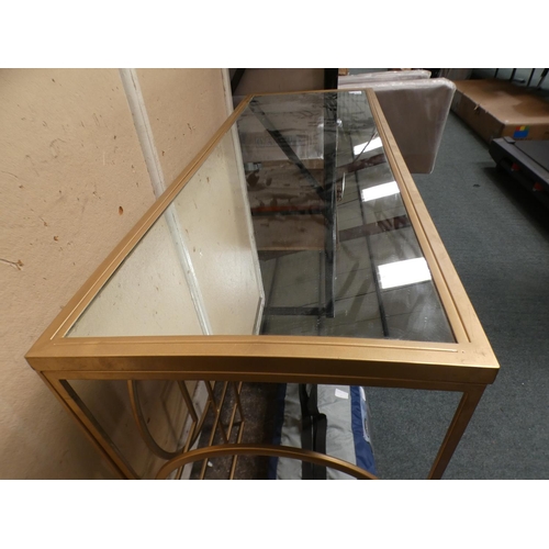 3286 - Gilt effect geometric mirror topped console table (81cm H x 120cm W x 41cm D) * This lot is subject ... 