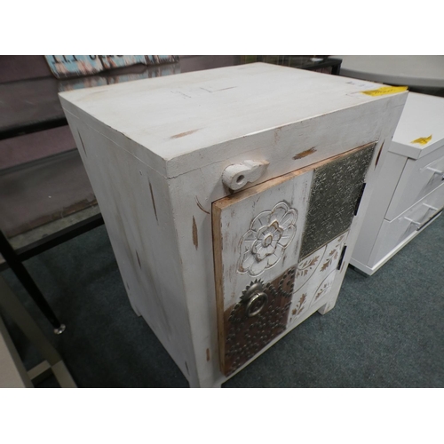 3294 - Wooden painted distressed effect chest (50cm H x 40cm W x 32cm D) * This lot is subject to VAT