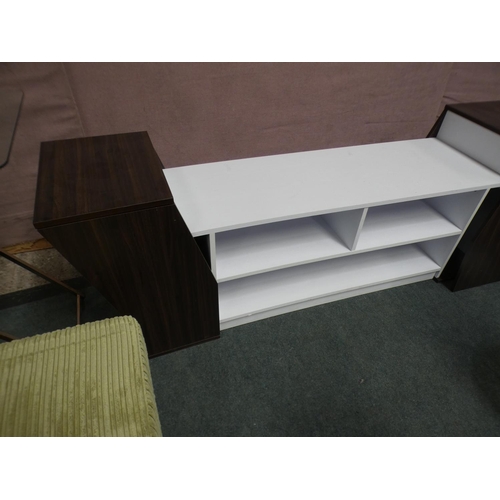 3300 - Darkwood and white painted TV unit (61.5cm H x 180cm W x 43cm D) * This lot is subject to VAT