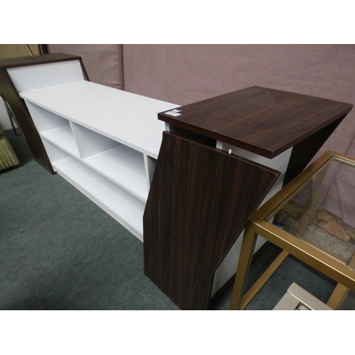 3300 - Darkwood and white painted TV unit (61.5cm H x 180cm W x 43cm D) * This lot is subject to VAT