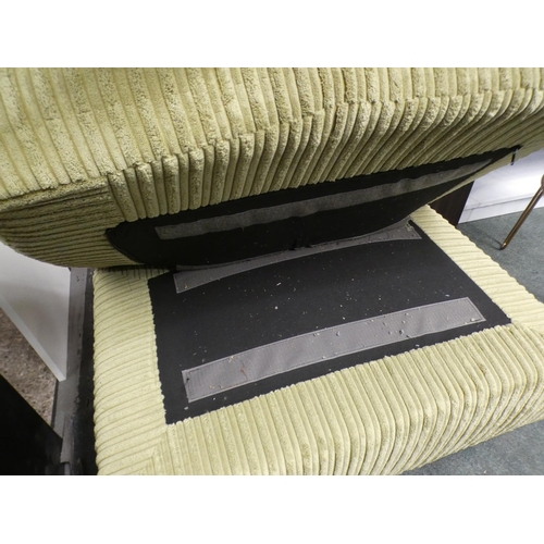 3306 - Green corded fabric footstool (39cm H x 78cm W x 54cm D) * This lot is subject to VAT