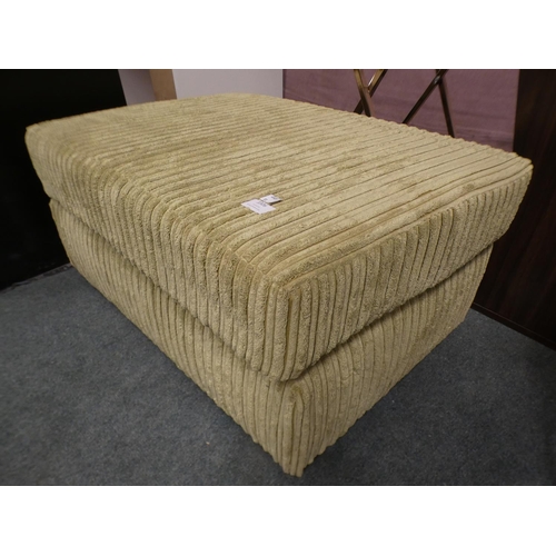 3306 - Green corded fabric footstool (39cm H x 78cm W x 54cm D) * This lot is subject to VAT