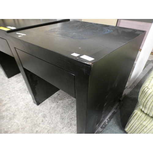 3308 - Black painted wooden single drawer bedside table (50cm H x 50cm W x 50cm D) * This lot is subject to... 