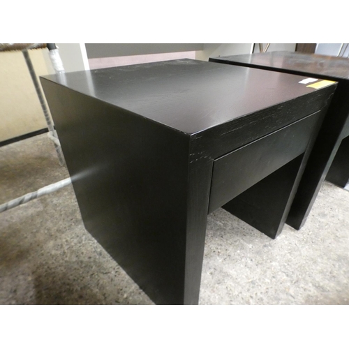 3309 - Black painted wooden single drawer bedside table (50cm H x 50cm W x 50cm D) * This lot is subject to... 