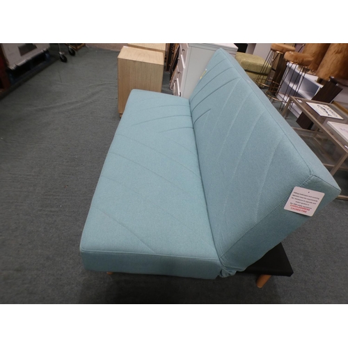 3312 - Cass blue fabric three seater clic clac sofa bed (79cm H x 176cm W x 106cm D) * This lot is subject ... 