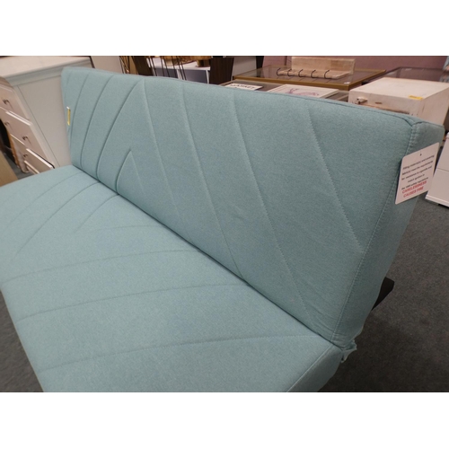 3312 - Cass blue fabric three seater clic clac sofa bed (79cm H x 176cm W x 106cm D) * This lot is subject ... 