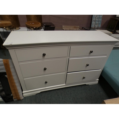 3313 - White painted six drawer chest (80cm H x 125.5cm W x 42.5cm D) * This lot is subject to VAT