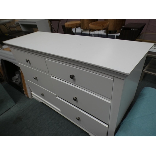 3313 - White painted six drawer chest (80cm H x 125.5cm W x 42.5cm D) * This lot is subject to VAT