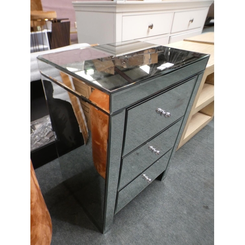 3316 - Mirrored three drawer chest (65cm H x 46cm W x 35cm D) * This lot is subject to VAT