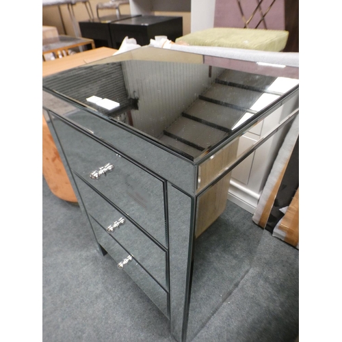 3316 - Mirrored three drawer chest (65cm H x 46cm W x 35cm D) * This lot is subject to VAT