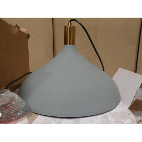 3331 - Grey metal dome pendant light and a single light wall light