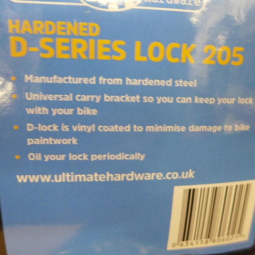 2116 - 10 carded and unused Ultimate Hardware hardened steel bike D-locks RRP £19.99 each- all with keys