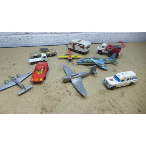 2110 - Approx. 100 vintage metal die-cast toy cars & planes plus several more recent plastic cars