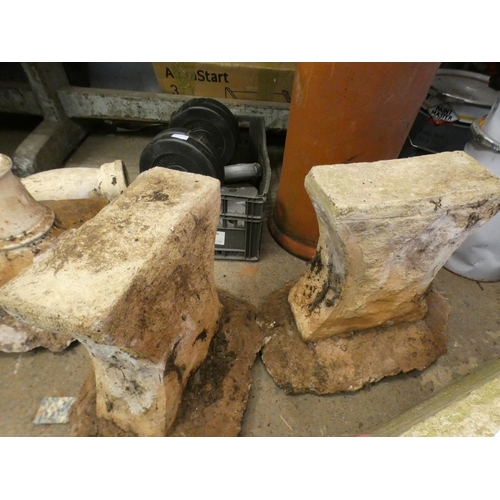 2378 - Stone bench for assembly - pair of legs plus benchtop (ideal plant shelf)