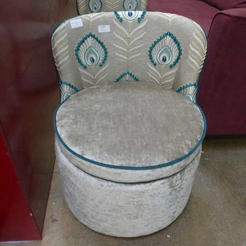 1528 - A Peacock uoholstered bedroom chair