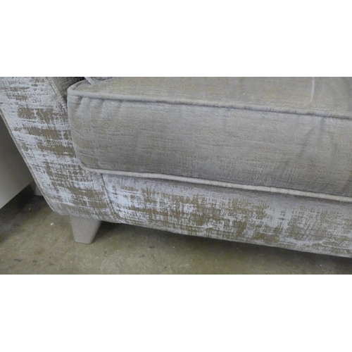 1567 - A copper and silver velvet three seater