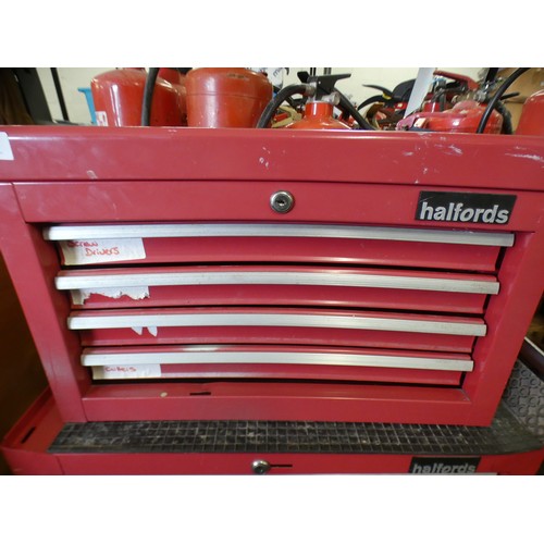 2351 - Halfords 2 section six drawer, one door tool trolley