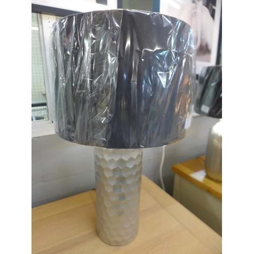 1324 - A Jem silver honeycomb lamp with grey velvet shade (slight marks)(2069937)   #