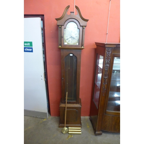 118 - A German mahogany triple weight longcase clock, a/f