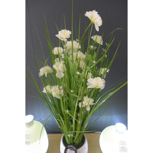 1420 - A 70 cm sheaf of white blossom in white ceramic pot  (2602609)