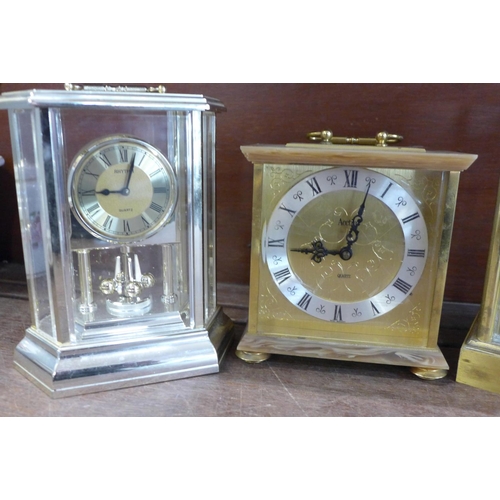 665 - A German S. Haller skeleton clock and two other clocks