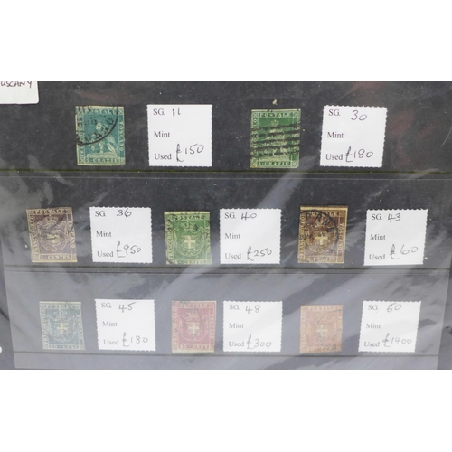 671 - Stamps; Italian States used stamps on stock sheet with high catalogue value