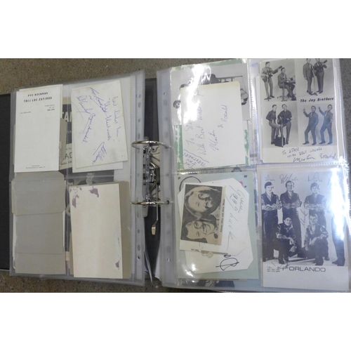 675 - An album of 1950's and 1960's autographs, some from bands before they were famous, approximately 100... 