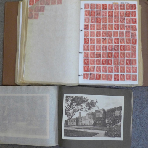 682 - A stock book of British stamps and a Haddon Hall album