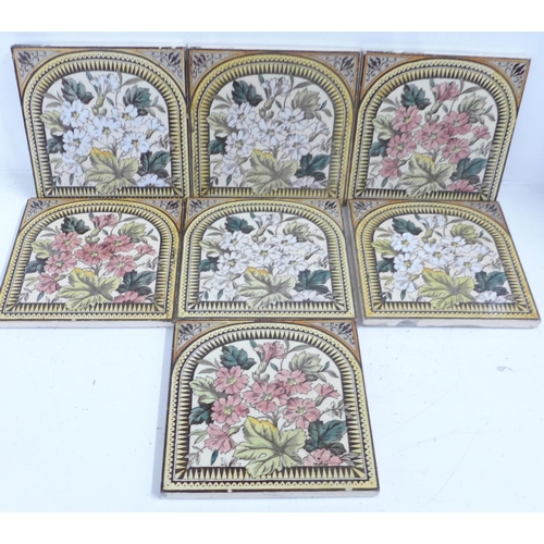 717 - Seven Edwardian fire place tiles