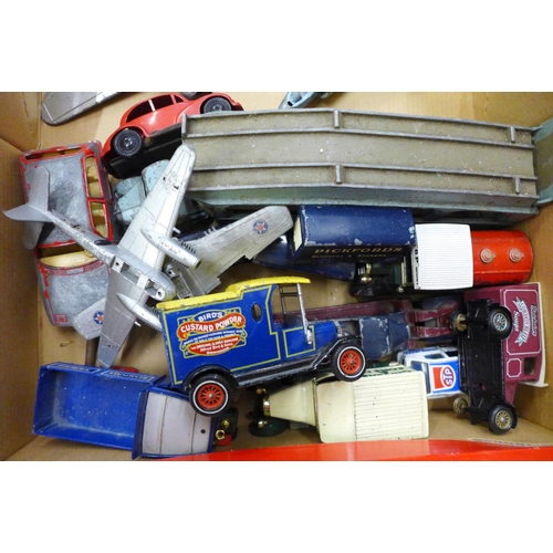 739 - A collection of die-cast vehicles including Dinky, Matchbox, etc., all playworn, some a/f