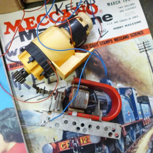 744 - A collection of Meccano including gears and gear outfit and two motors