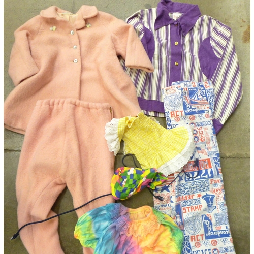 747 - A collection of children's vintage clothing including Marshall Field & Company pink coat and trouser... 