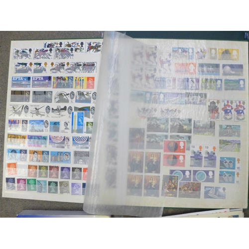 761 - Stamps; a box of GB albums, first day covers, catalogues, etc.