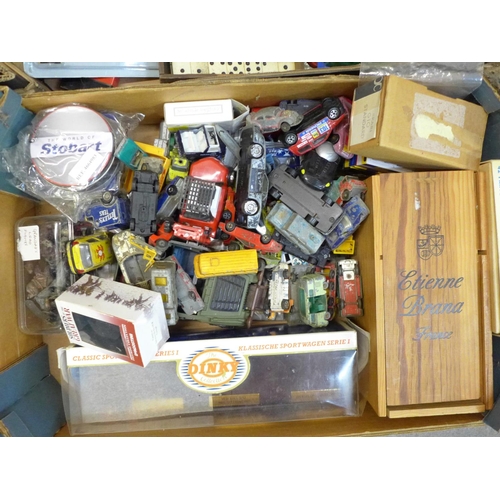 775 - Three boxes of vintage toys and die-cast vehicles, etc.