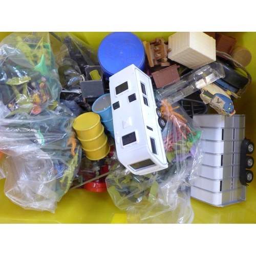 775 - Three boxes of vintage toys and die-cast vehicles, etc.